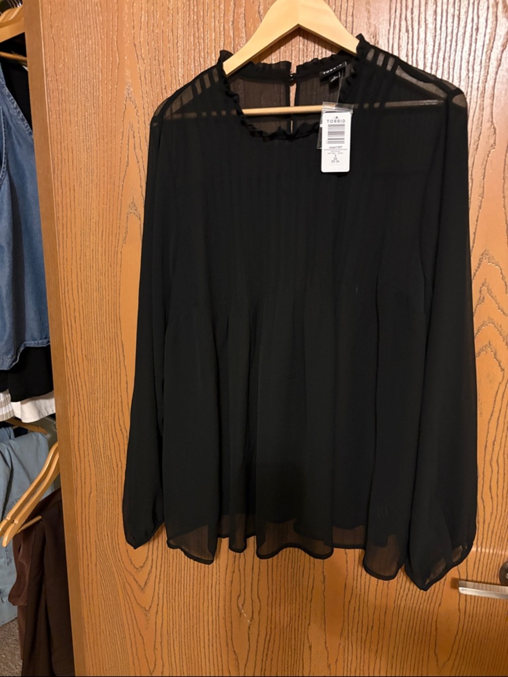Black mesh long sleeve blouse